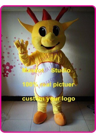 yellow dinosaur Mascot Costume Cosplay Party Game Dress Outfit Halloween Adult