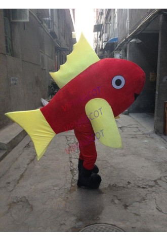 Red Fish Mascot Costume Deep Sea Fish Cosplay Party Dress Adults Parade Handmade