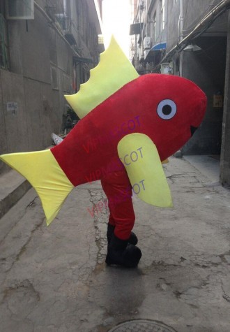 Red Fish Mascot Costume Deep Sea Fish Cosplay Party Dress Adults Parade Handmade