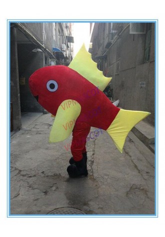 Red Fish Mascot Costume Deep Sea Fish Cosplay Party Dress Adults Parade Handmade