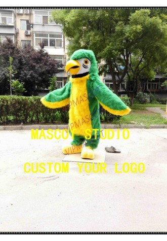 Halloween Green Plush Parrot Mascot Costume Bird Fancy Anime Kit Theme Carnival