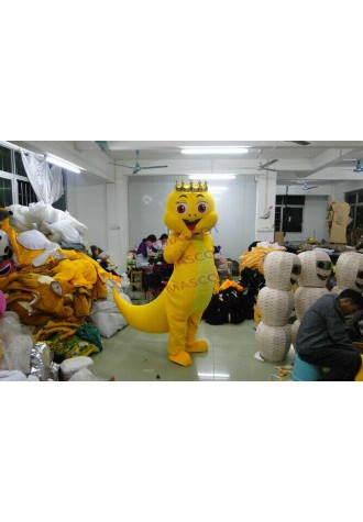 Halloween Yellow Tail Dinosaur Cartoon Mascot Costume Party Clothing Carnival