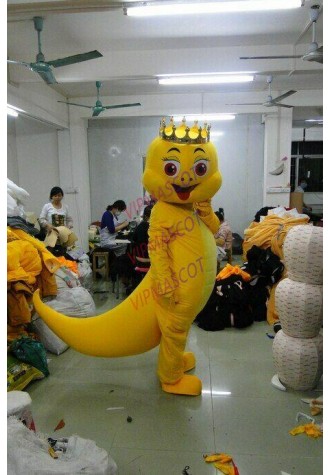 Halloween Yellow Tail Dinosaur Cartoon Mascot Costume Party Clothing Carnival