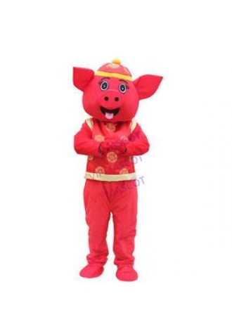 Red Pig Year Mascot Cosplay Party Costume Suit Game Adult Dress Easter Animal