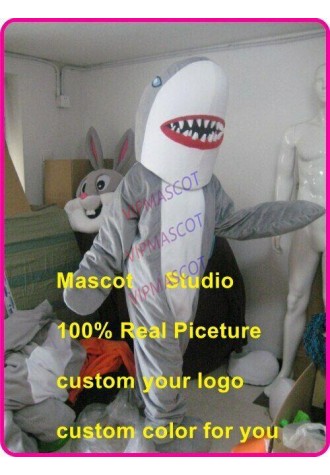 Grey Shark Mascot Costume Suit Cosplay Party Game Dress Outfit Halloween Adult
