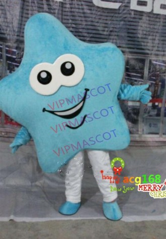 Xmas Blue Star Mascot Adversting Costume Dress Cosplay Outfit Theater Party Suit