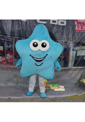 Xmas Blue Star Mascot Adversting Costume Dress Cosplay Outfit Theater Party Suit