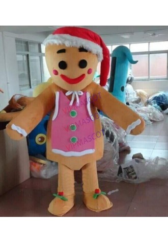 Halloween Gingerbread Man Mascot Costume Suits Cosplay Clothing Carnival Adults