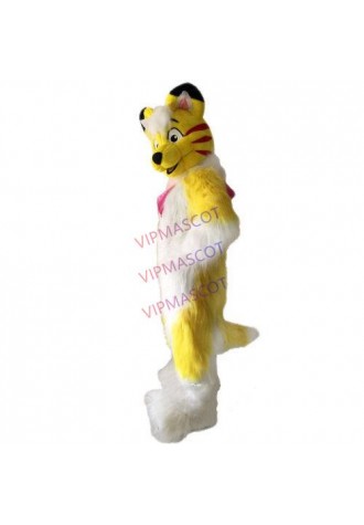 Hot Yellow Husky Card Dog Mascots Costume Adult Mascots Costume Fancy Dress Gift
