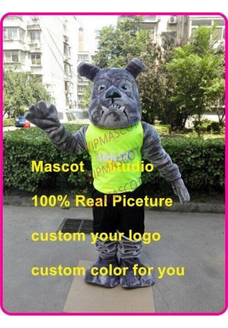 Grey Bulldog Mascot Costume Suit Cosplay Party Game Dress Outfit Halloween Adult