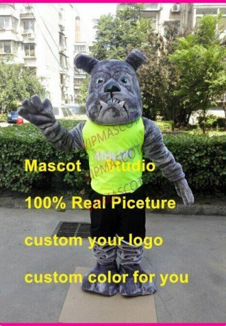 Grey Bulldog Mascot Costume Suit Cosplay Party Game Dress Outfit Halloween Adult