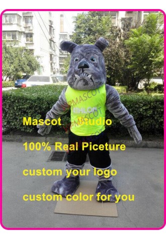 Grey Bulldog Mascot Costume Suit Cosplay Party Game Dress Outfit Halloween Adult