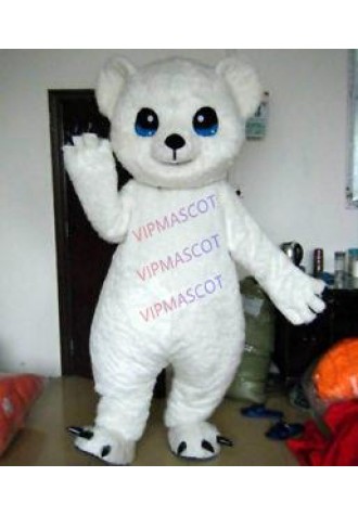 High Quality Big Eyes White Polar Bear Mascot Costume For Adult Unisex Gift