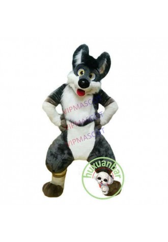 Vivid Grey Dog Mascot Costume Adult Animal Costume Fur Suit Free Shipping A