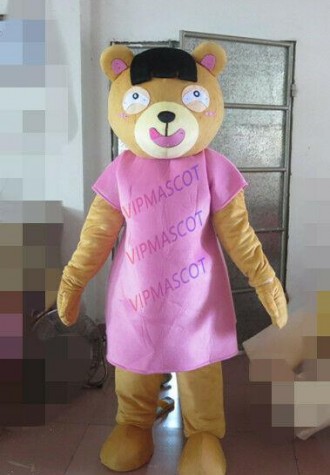 Halloween Yellow Teddy Bear Pink Mascot Costume Party Clothing Carnival Adults