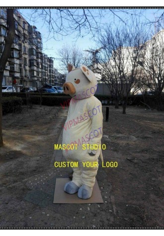 White Pig Mascot Costume Suit Cosplay Party Game Fancy Dress Outfit Adult Parade