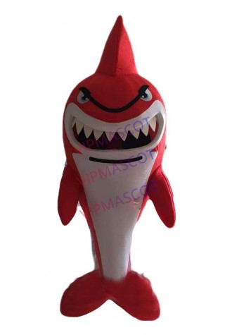 Red Shark Mascot Costume Cosplay Party Fancy Dress Advertising Halloween Adults