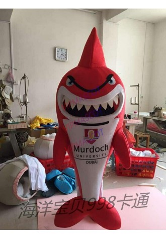 Red Shark Mascot Costume Cosplay Party Fancy Dress Advertising Halloween Adults