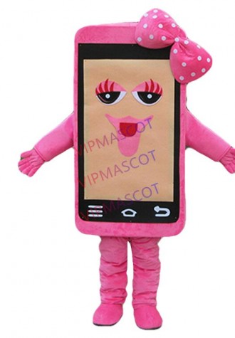 Pink Phone Mascot Costume Adult Bear Mascot Costume Party Dress A+