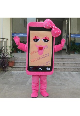 Pink Phone Mascot Costume Adult Bear Mascot Costume Party Dress A+