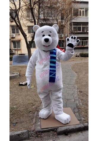 White Bear Mascot Costume Suit Cosplay Party Game Dress Outfit Halloween Adult