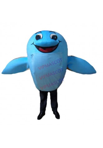 Fish Mascot Sky Blue Dolphin Adult Costume Cartoon Animal Cosplay Outfits Unisex