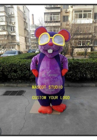 Purple Rat Mascot Costume Suit Cosplay Party Game Dress Outfit Halloween Adult