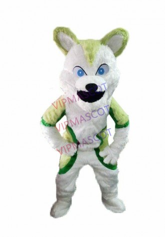 Green Husky Dog Mascot Costume Cosplay Mascotte Party Fancy Dress Adult