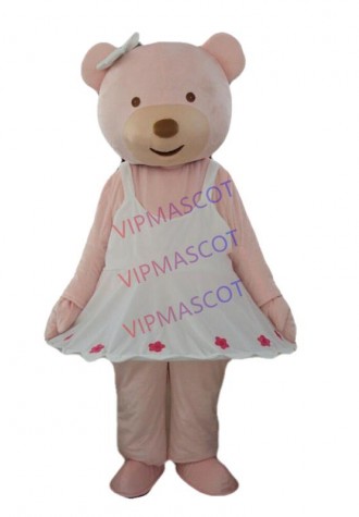 Halloween Pink Bear Mascot Costume Cosplay Party Dress Clothing Carnival Adults