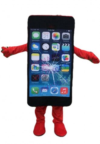 Mobile Advertising Cell Phone Mascot Costume Suits Red Adults Size Add Logo