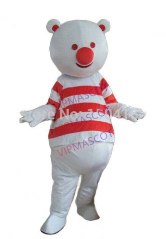 Halloween White Red Bear Mascot Costume Cosplay Party Clothing Carnival Adults