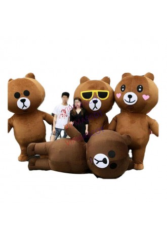 Halloween Inflatable Brown Bear Mascot Costume Cosplay Clothing Carnival Adults