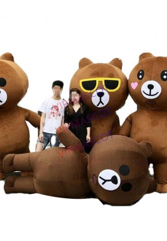 Halloween Inflatable Brown Bear Mascot Costume Cosplay Clothing Carnival Adults