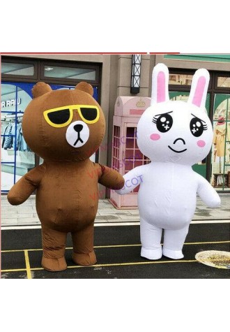 Halloween Inflatable Brown Bear Mascot Costume Cosplay Clothing Carnival Adults
