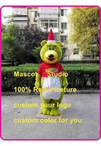 Green Bear Mascot Costume Suit Cosplay Party Game Dress Outfit Halloween Adult