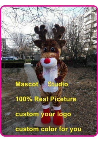 Red Nose Mascot Costume Suit Cosplay Party Game Dress Outfit Halloween Adult