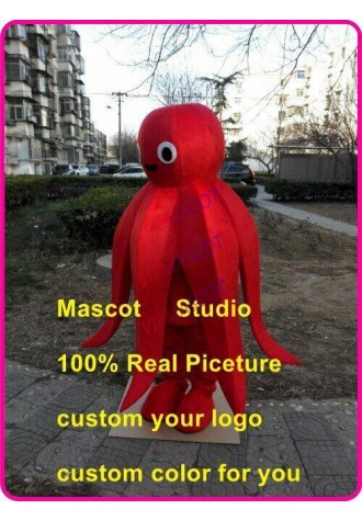 Red Octopus Mascot Costume Suit Cosplay Party Game Dress Outfit Halloween Adult