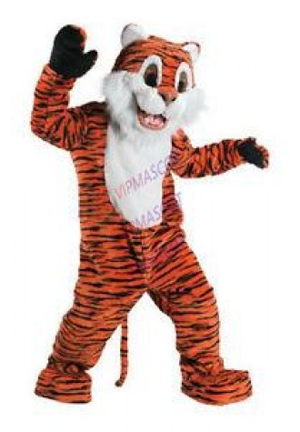 ADS Happy Tiger Mascot Costume Cat Cartoon Suit Deluxe Dress Adult Animal Outfit