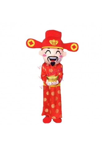 God of Wealth Mascot Suit Party Game Lucky Cosplay Costume Halloween Dress Adult