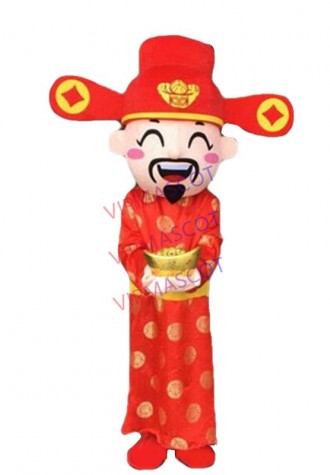 God of Wealth Mascot Suit Party Game Lucky Cosplay Costume Halloween Dress Adult