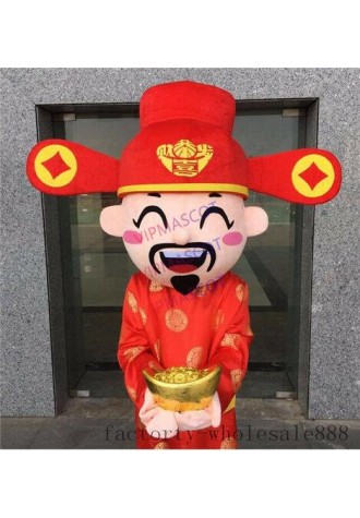 God of Wealth Mascot Suit Party Game Lucky Cosplay Costume Halloween Dress Adult