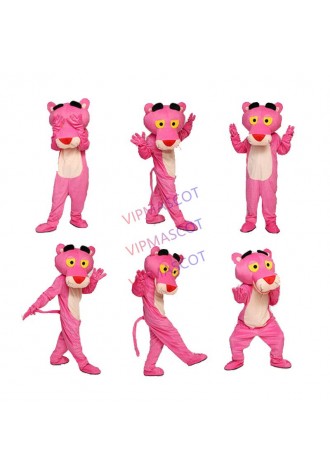 Pink Leopard Mascot Costume Suits Halloween Cosplay Birthday Fancy Dress Outfits