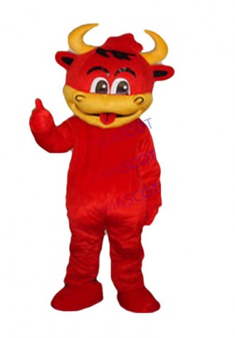 ADS Bullfighting Red Cow Mascot Costume Animal Cosplay Party Dress Festival Suit