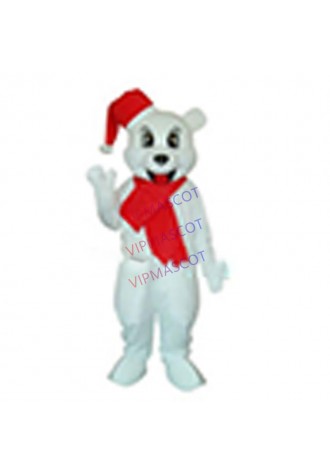 HOT!White Xmas Bear Mascot Costume Cartoon For New Year  Birthday Party handmade
