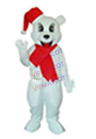 HOT!White Xmas Bear Mascot Costume Cartoon For New Year  Birthday Party handmade