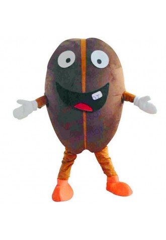 Hot Cartoon Coffee Bean Mascot Costume Fancy Dress Adult Size Plush Sweet Suit