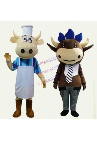 White and Black Milk Cow Mascot Costume Bull Calf Ox Mascot Milk Fancy Dress US
