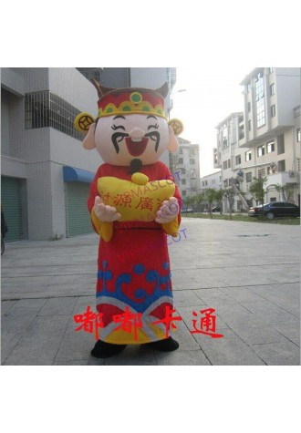 Chinese New Year God Of Wealth Fortune Mascot Costume Suit Adult Cosplay Dress