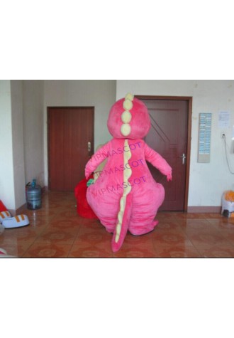  Adult Lovely Pink Dinosaur Mascot Costume Fancy Dress Cosplay Party A+