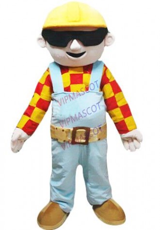 Babu Engineer Mascot Costume Boy Party Outfit Dress Parade Lumberjack Unisex NEW